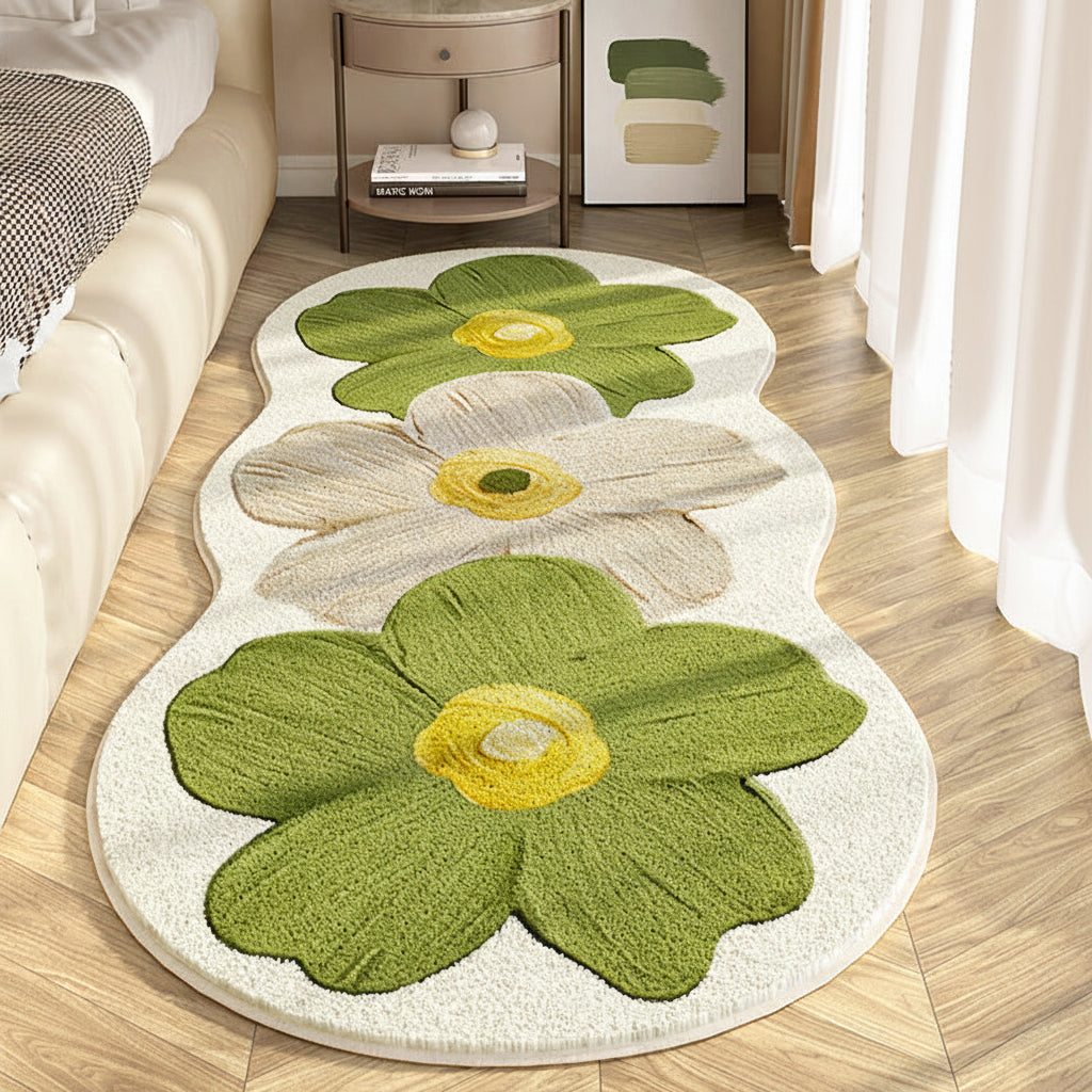 Area Rug Floral Irregular Soft Bedroom Floor Mat
