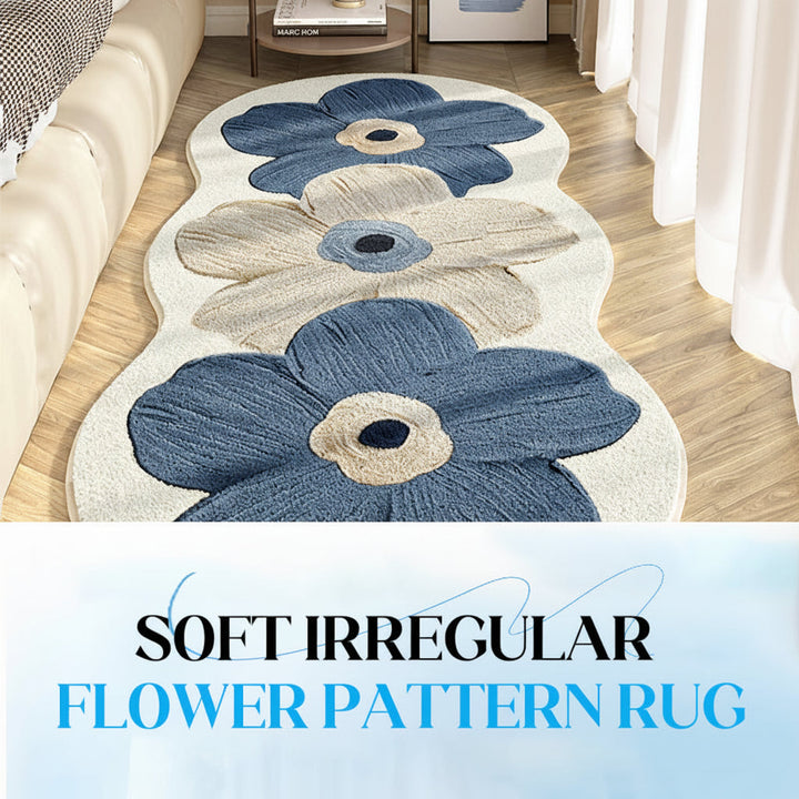Area Rug Floral Irregular Soft Bedroom Floor Mat