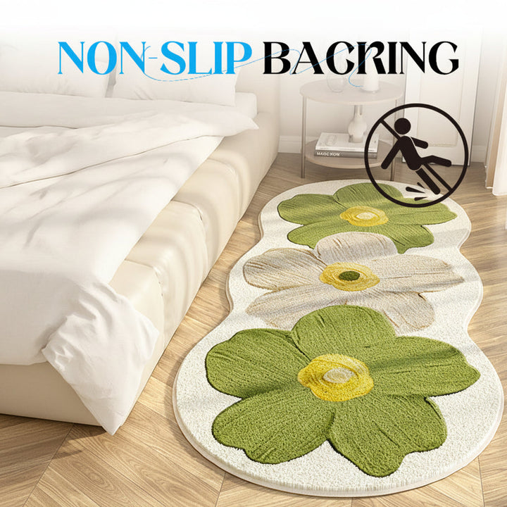 Area Rug Floral Irregular Soft Bedroom Floor Mat