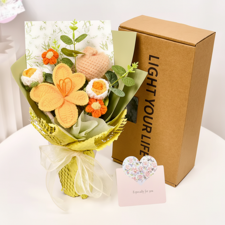 Flower Bouquet Knitted Tulip Home Display Decor