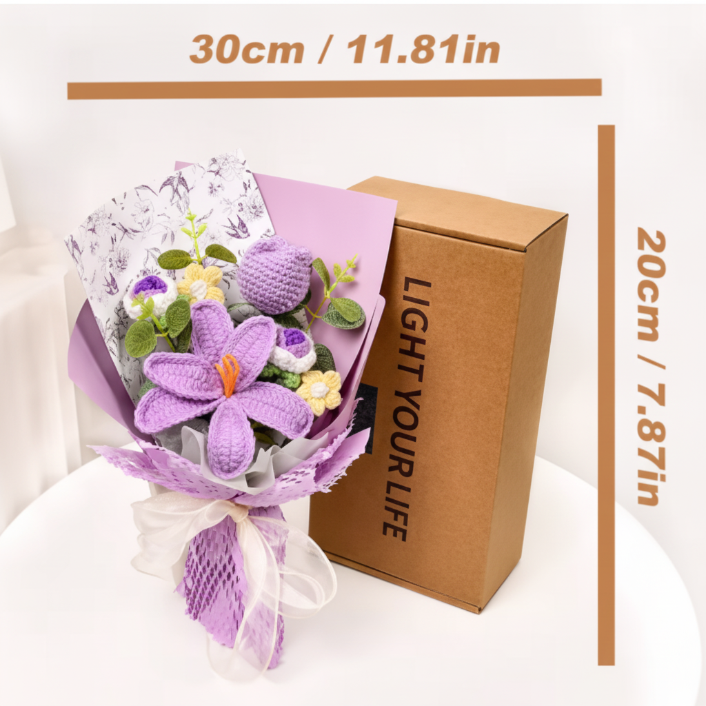 Flower Bouquet Knitted Tulip Home Display Decor