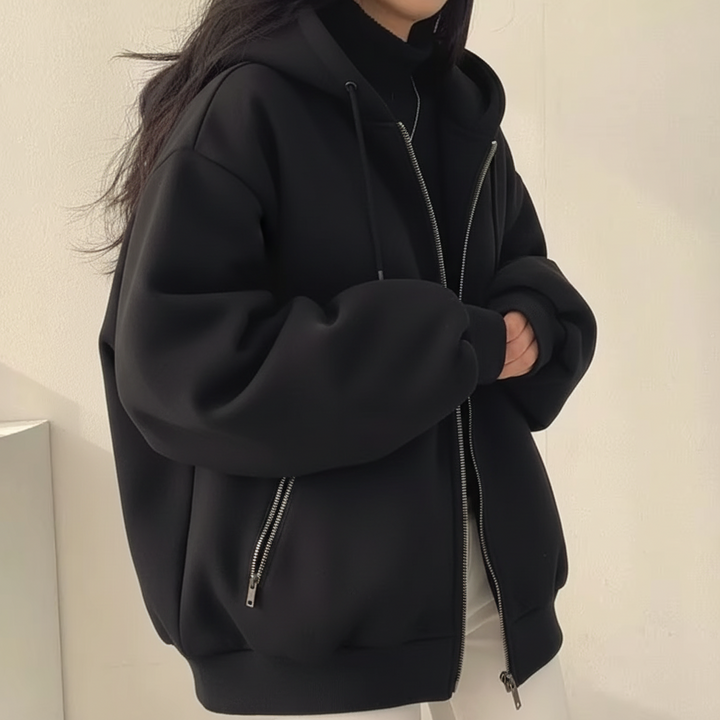 Winter Jacket Women Shearling Lined Zipper Casual Coat