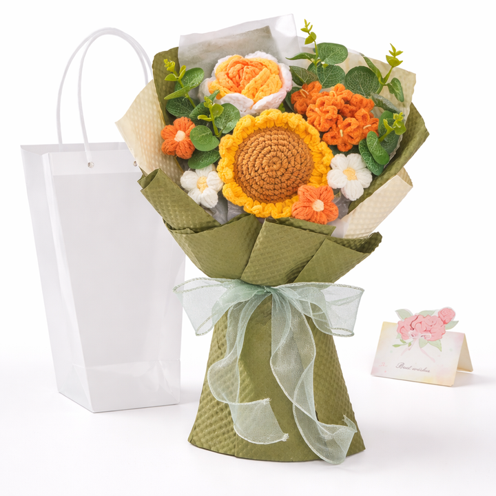 Flower Bouquet Mothers Day Gift Crochet Arrangement Home Decor