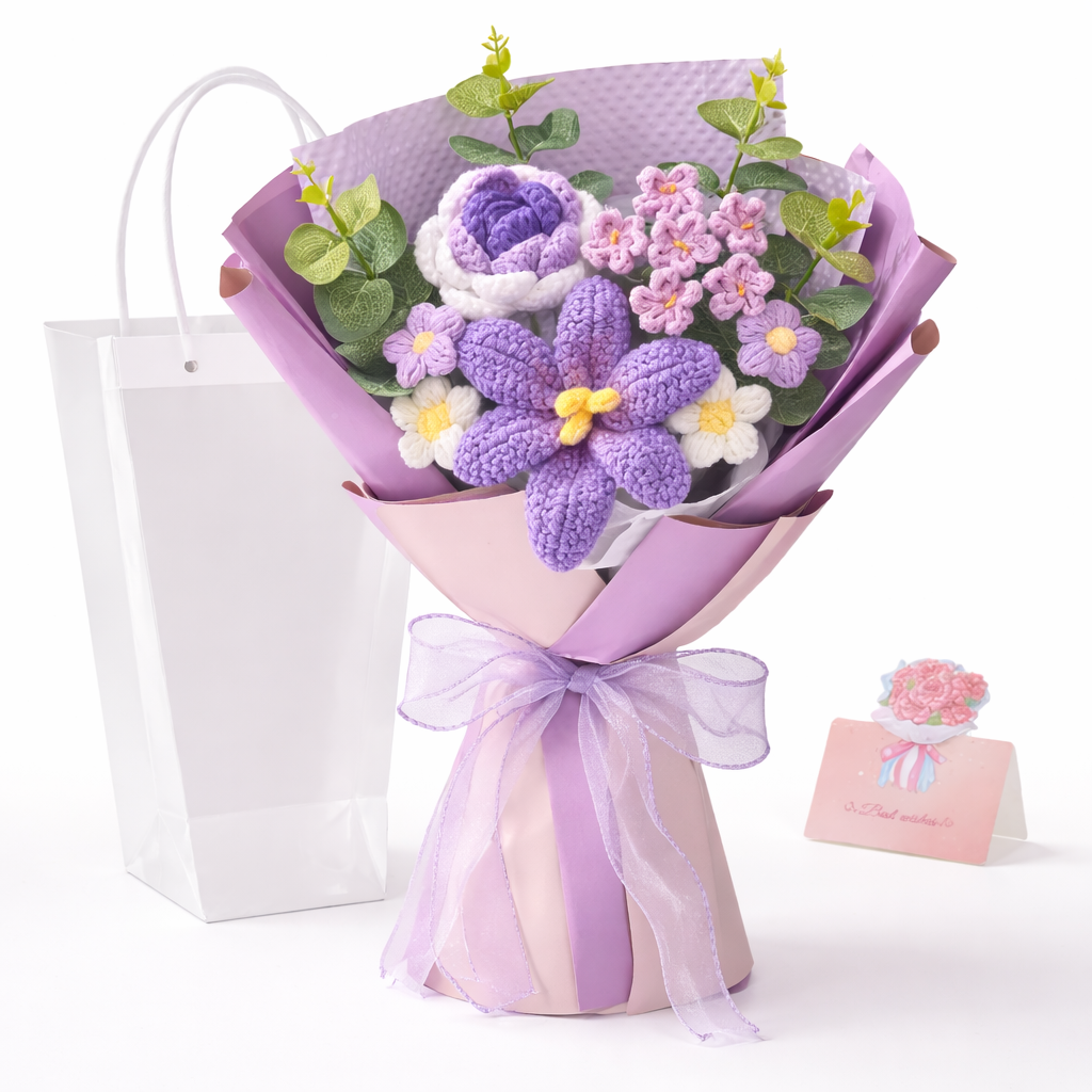 Flower Bouquet Mothers Day Gift Crochet Arrangement Home Decor