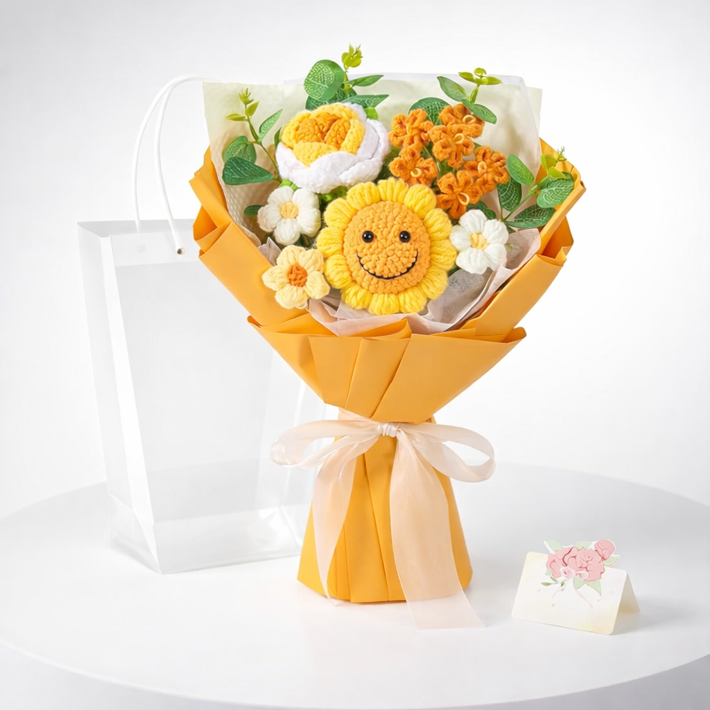 Flower Bouquet Mothers Day Gift Crochet Arrangement Home Decor