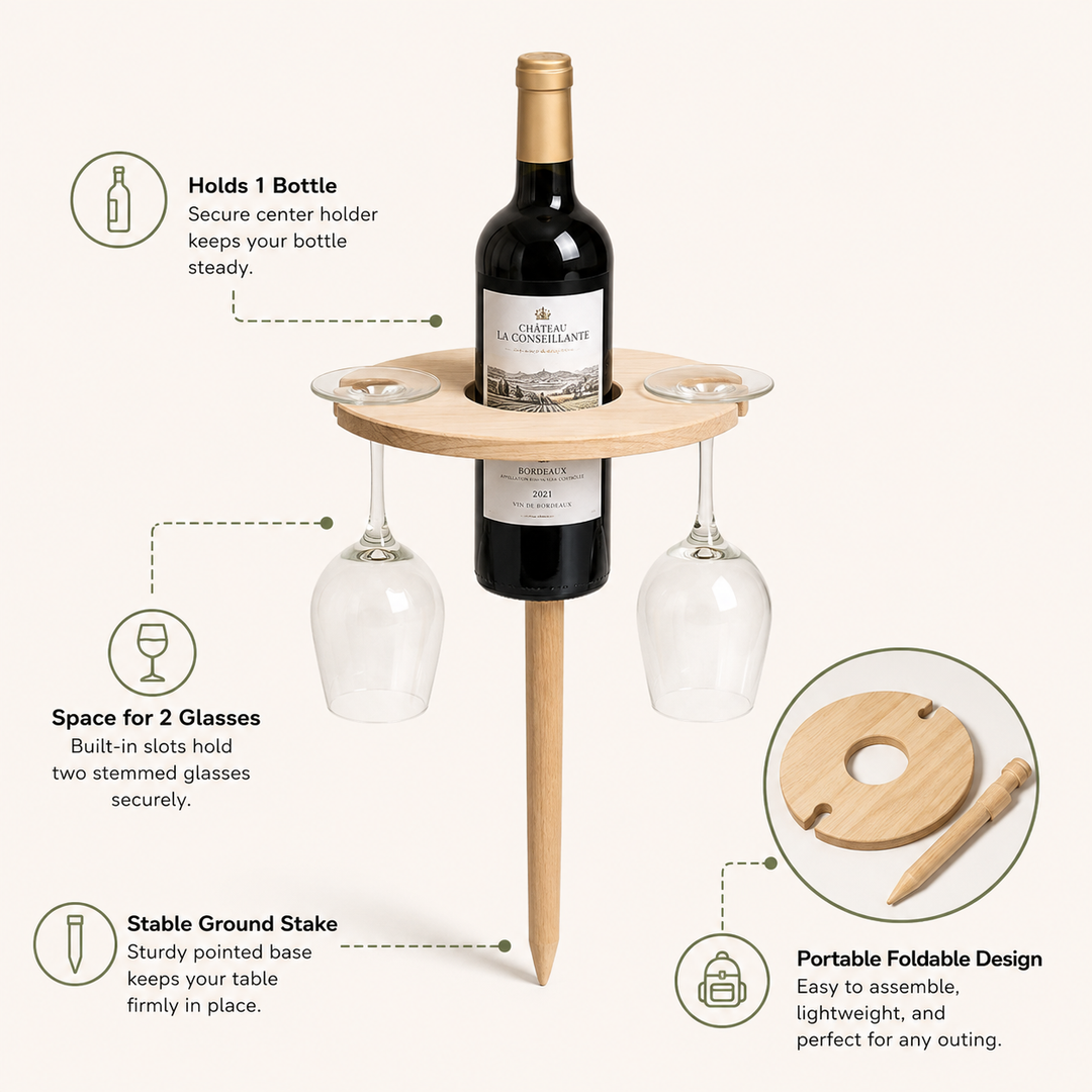 Foldable Wine Table Portable Picnic Outdoor Use