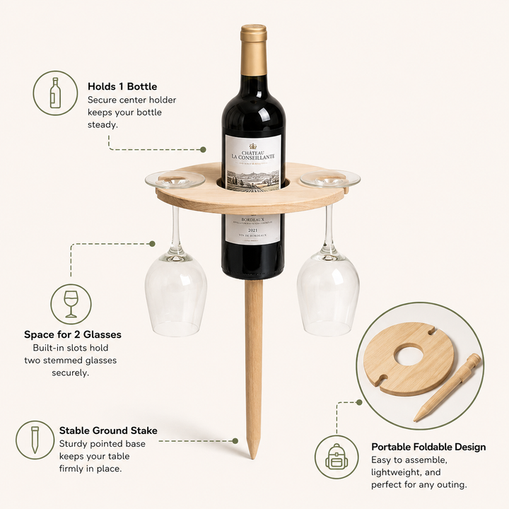 Foldable Wine Table Portable Picnic Outdoor Use