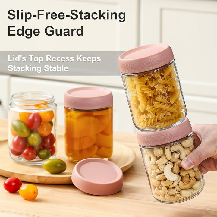 Glass Food Storage Jars Airtight Stackable Kitchen Containers Set