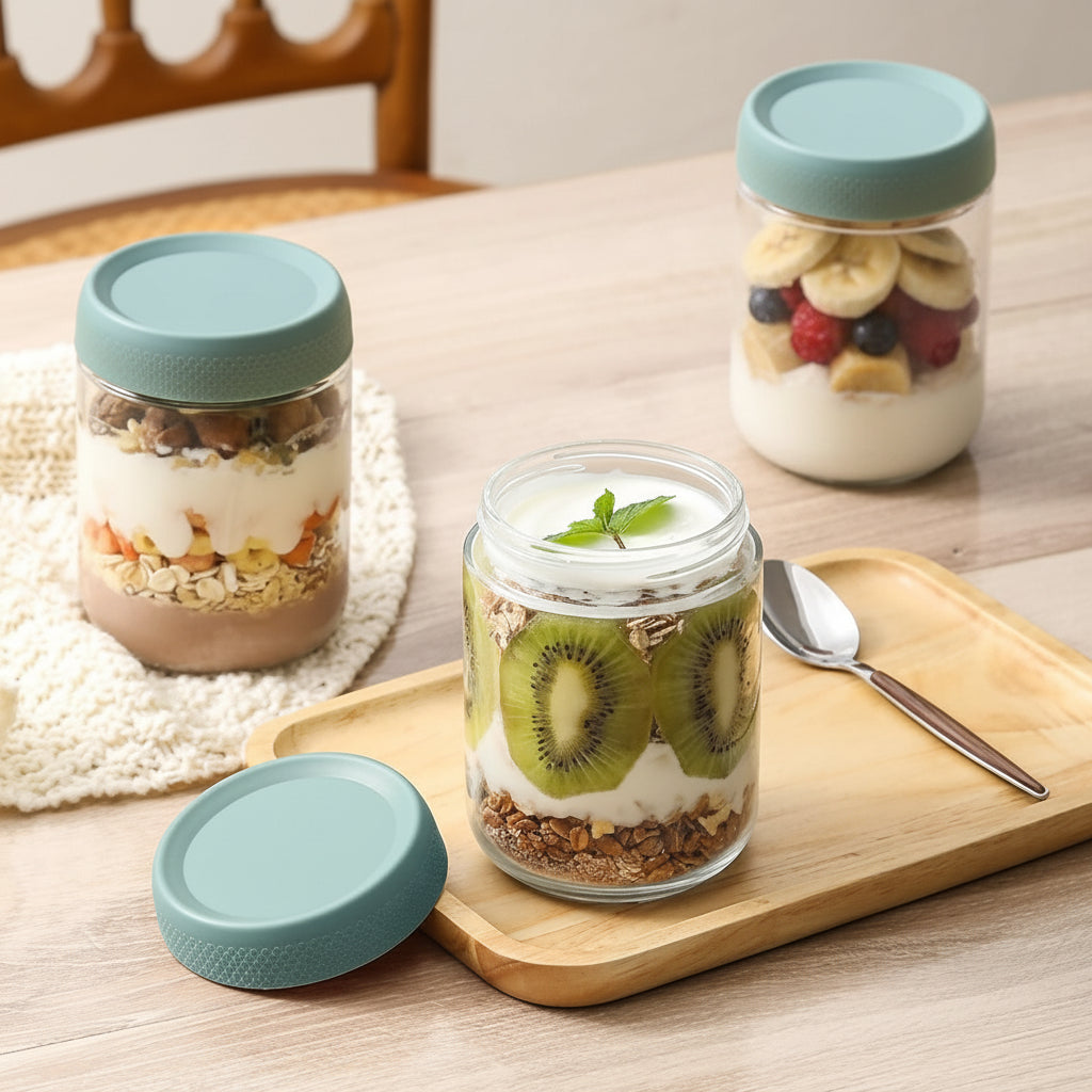 Glass Food Storage Jars Airtight Stackable Kitchen Containers Set