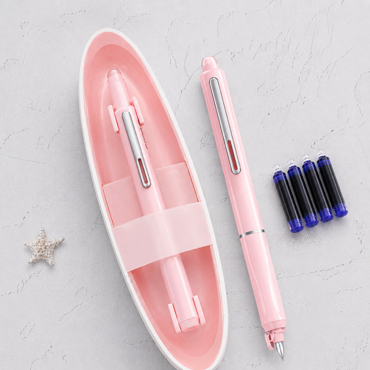 Fountain Pen Retractable Stainless Steel Refillable Writing Pen