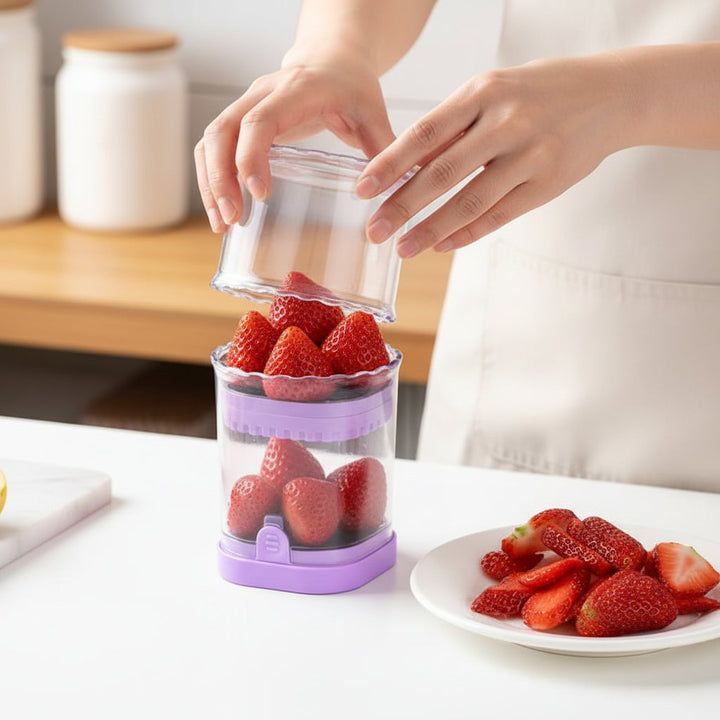 Fruit Slicer 8 Blades Easy Use Strawberry Cutter Fruit Salad