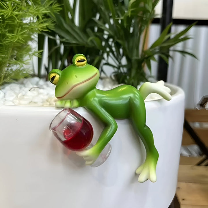 Garden Decor Frog Plant Pot Edge Hanging Ornament