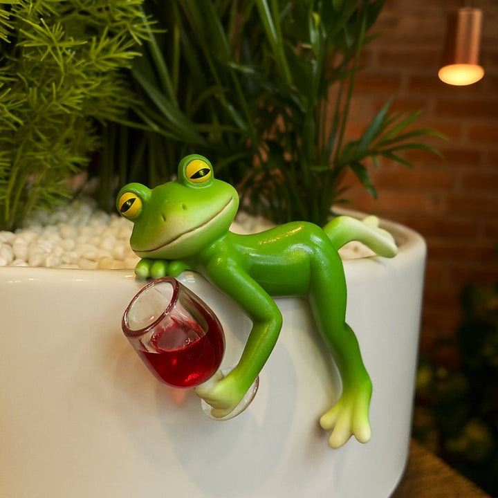 Garden Decor Frog Plant Pot Edge Hanging Ornament