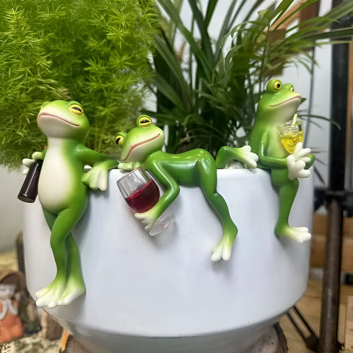 Garden Decor Frog Plant Pot Edge Hanging Ornament