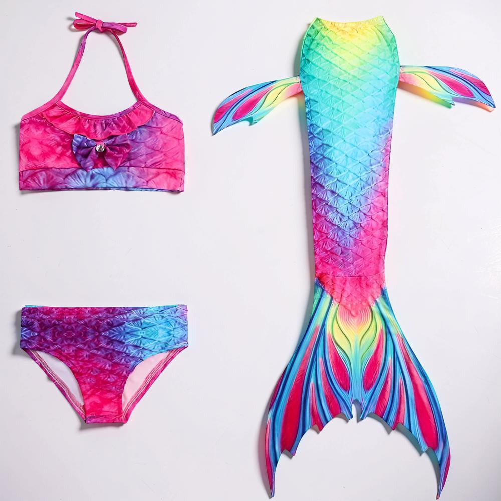Girls Mermaid Swimsuit Three Piece Swim Tail Costume Set