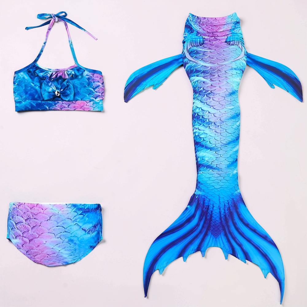 Girls Mermaid Swimsuit Three Piece Swim Tail Costume Set