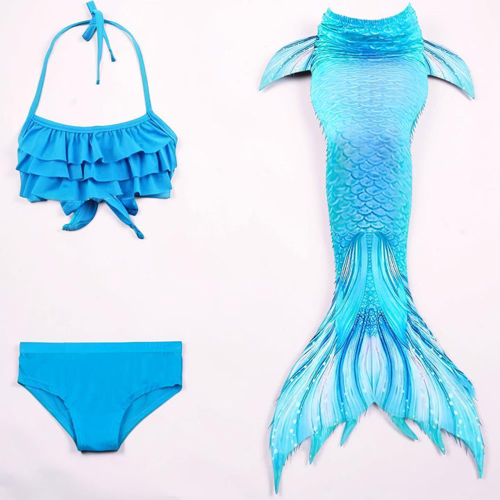 Girls Mermaid Swimsuit Three Piece Swim Tail Costume Set