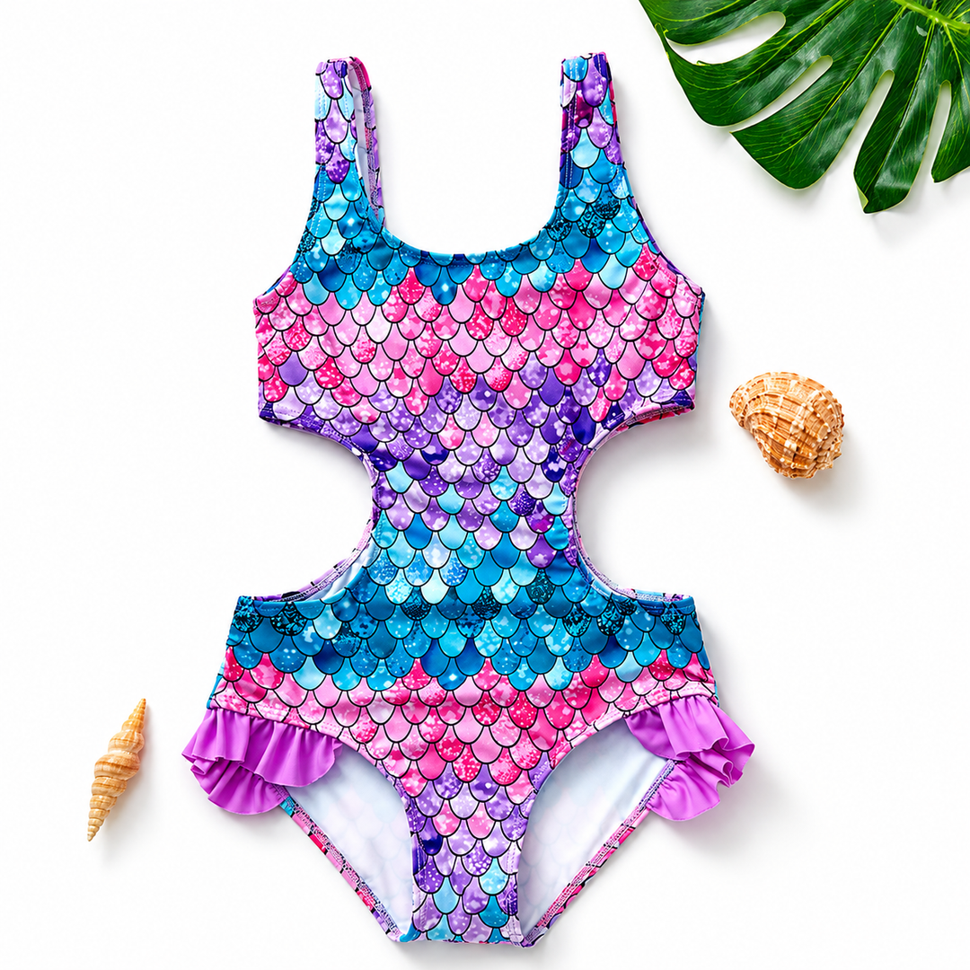 Girls Swimsuit Kids Bikini Ruffle Two Piece Swimwear