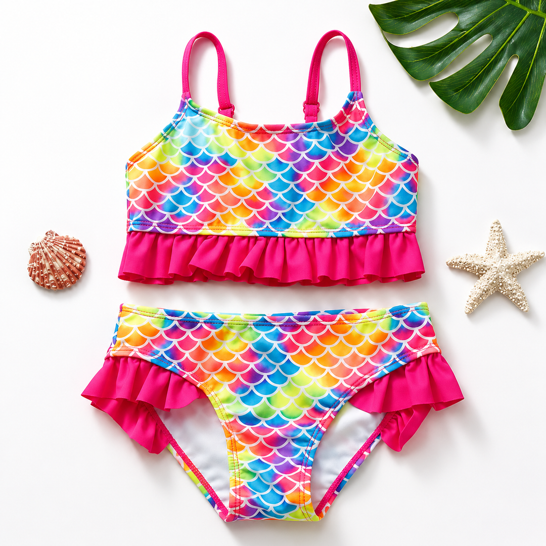 Girls Swimsuit Kids Bikini Ruffle Two Piece Swimwear