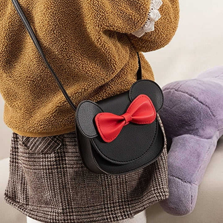 Girls Purse Cute Mouse Crossbody Bag Bow PU Mini Handbag