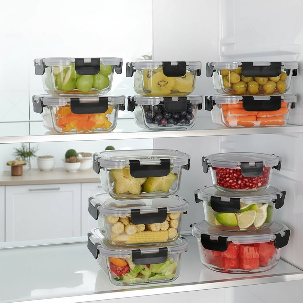 Glass Food Storage Containers Airtight Borosilicate Meal Prep Set