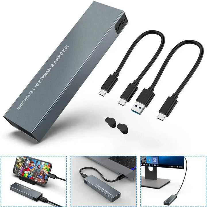 External Hard Drive Portable SSD USB C NVMe SATA Enclosure Case