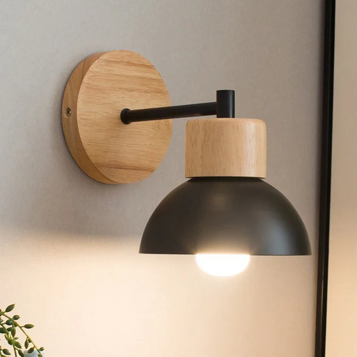 Wood &amp; Metal Wall Lamp | Modern Nordic Bedside Light