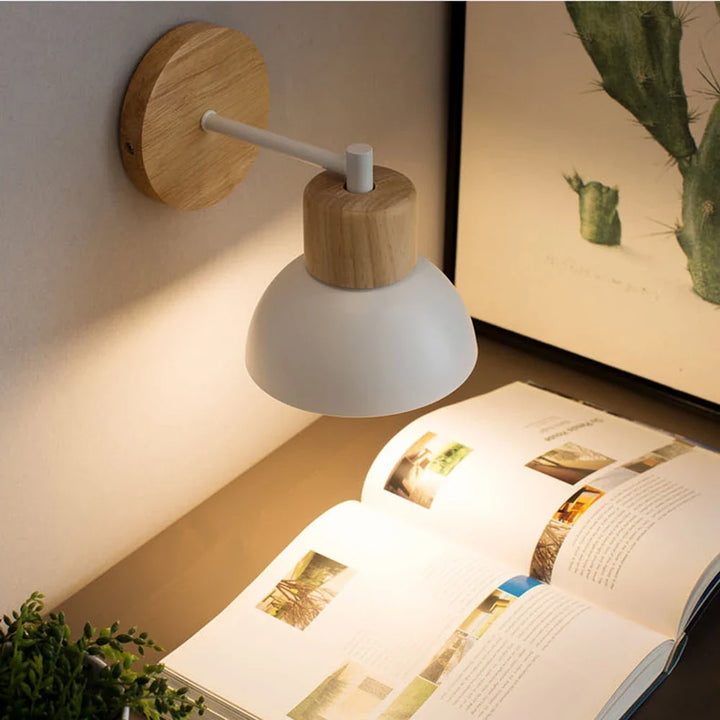 Wood &amp; Metal Wall Lamp | Modern Nordic Bedside Light