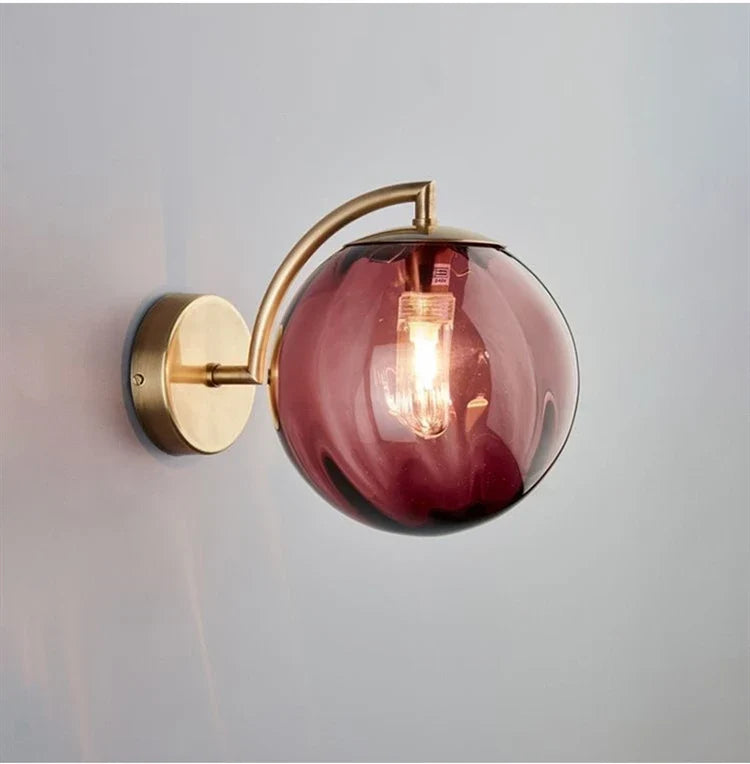 Modern Glass Ball Wall Lamp | Brass &amp; Tinted Glass Design