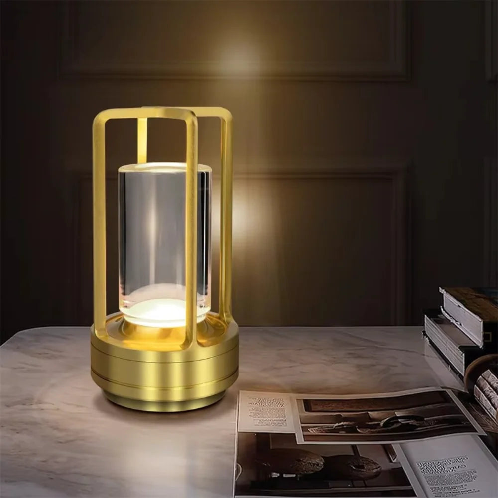 Table Lamp Modern Metal Cylinder LED Light Decor Accent