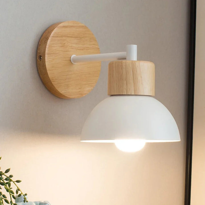 Wood &amp; Metal Wall Lamp | Modern Nordic Bedside Light