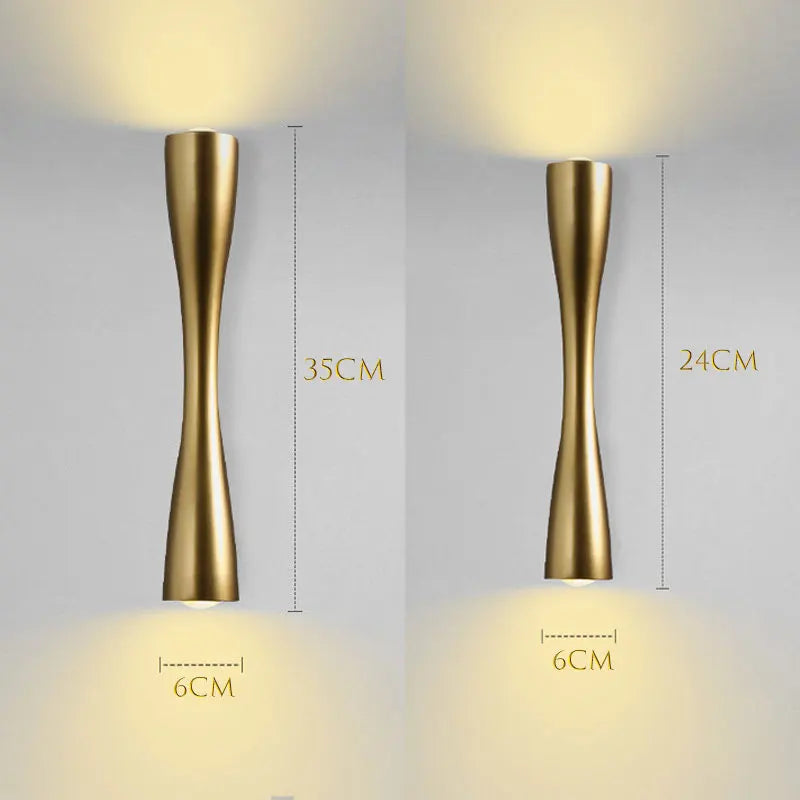 Modern Gold Wall Light | Nordic Up &amp; Down Waterproof Lamp