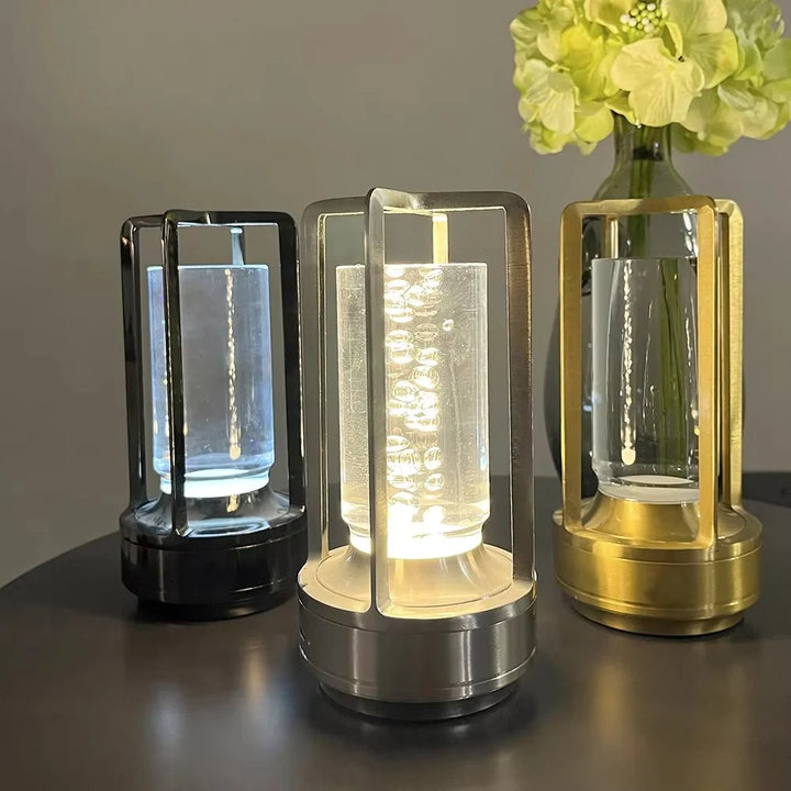 Table Lamp Modern Metal Cylinder LED Light Decor Accent