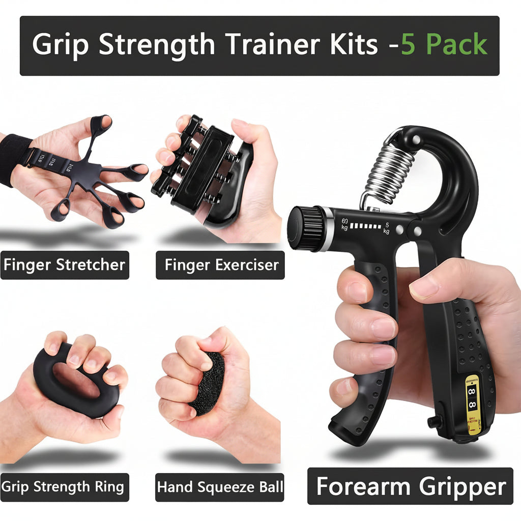 Hand Gripper Forearm Strength Trainer Adjustable Metal Workout Set