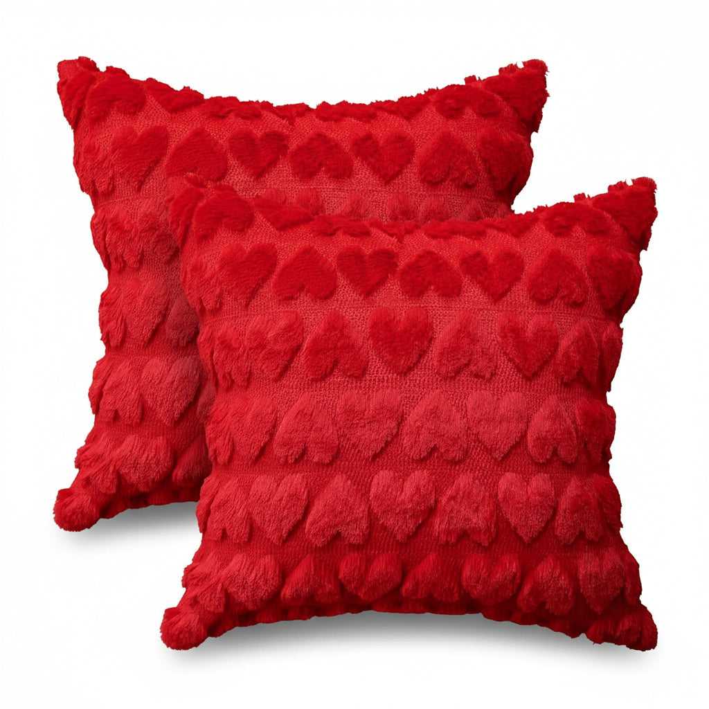 Pillow Covers Heart Pattern Pink Polyester Valentine Throw Covers