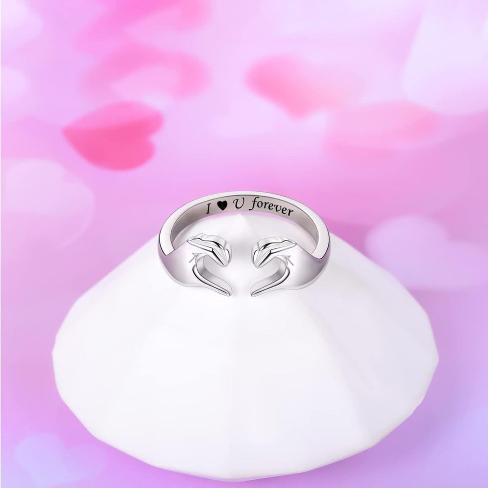 Ring Adjustable Hug Love Band White Gold Plated Zinc Alloy