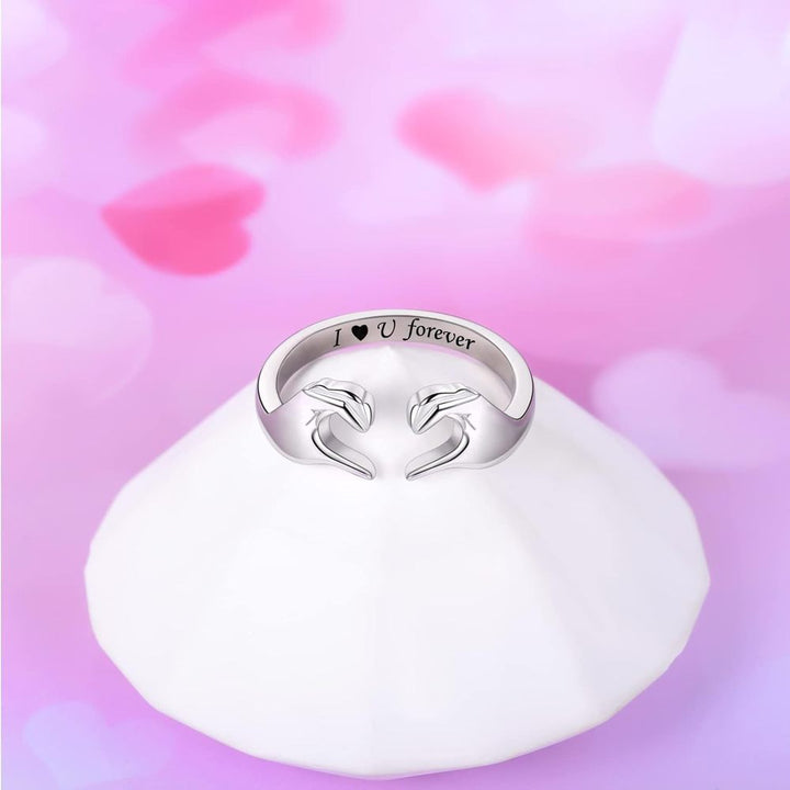 Ring Adjustable Hug Love Band White Gold Plated Zinc Alloy