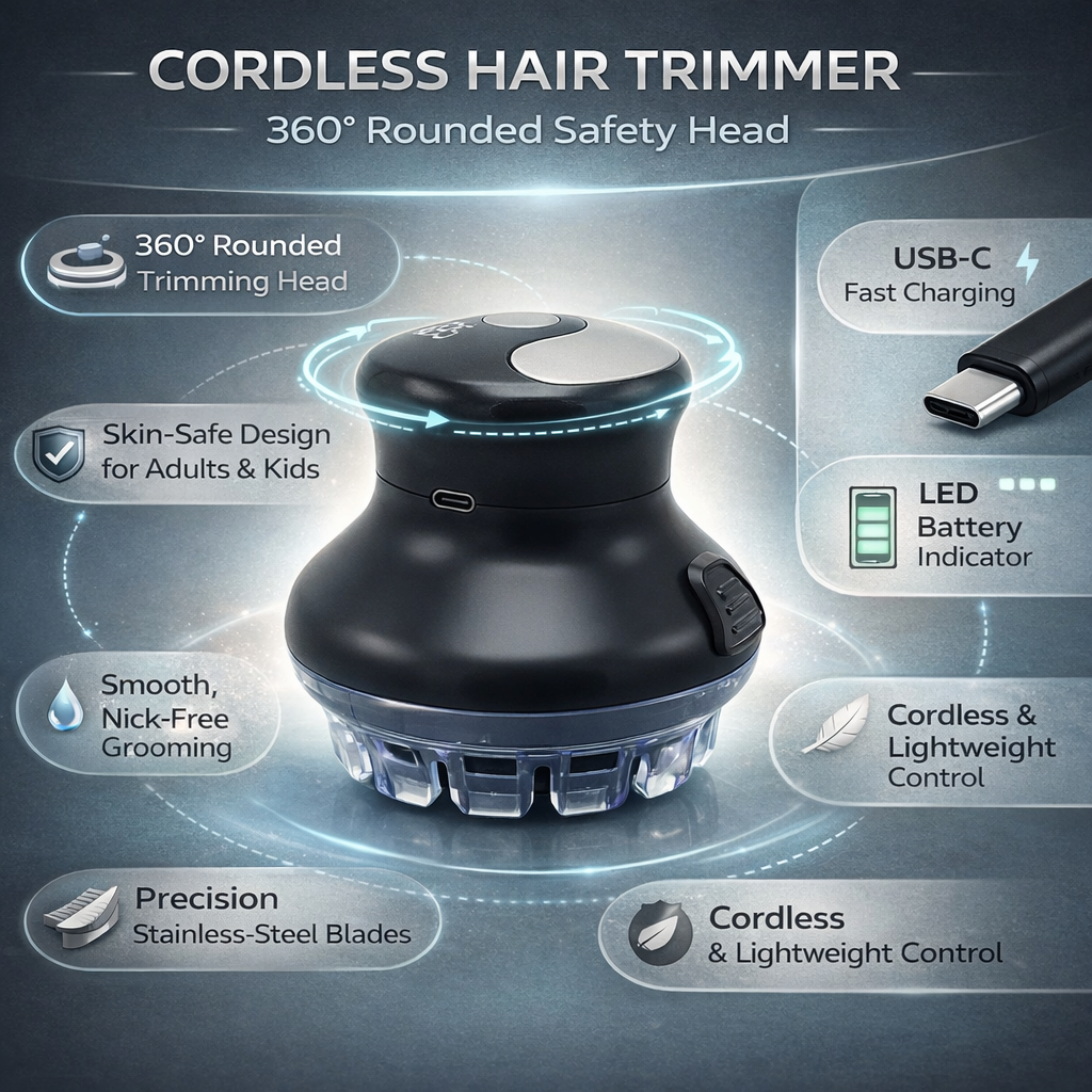 Hair Trimmer Cordless Electric Clipper 360 Safe Grooming Tool