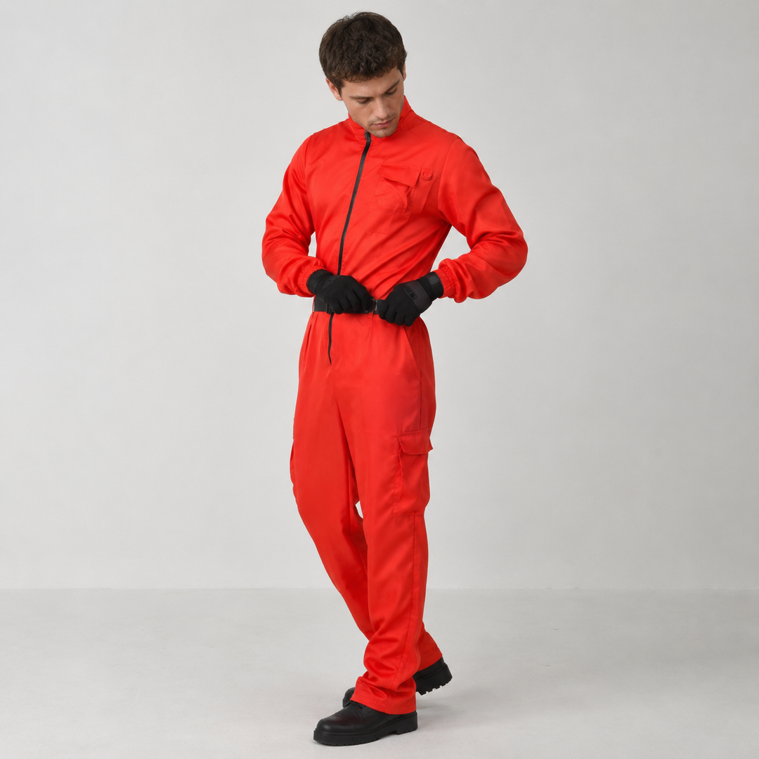 Halloween Costume Adult Guard Mask Jumpsuit Outfit