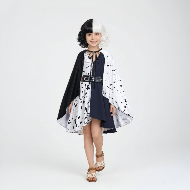 Halloween Costume Dalmatian Dress Cape Cosplay Outfit