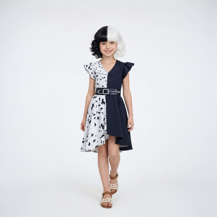 Halloween Costume Dalmatian Dress Cape Cosplay Outfit