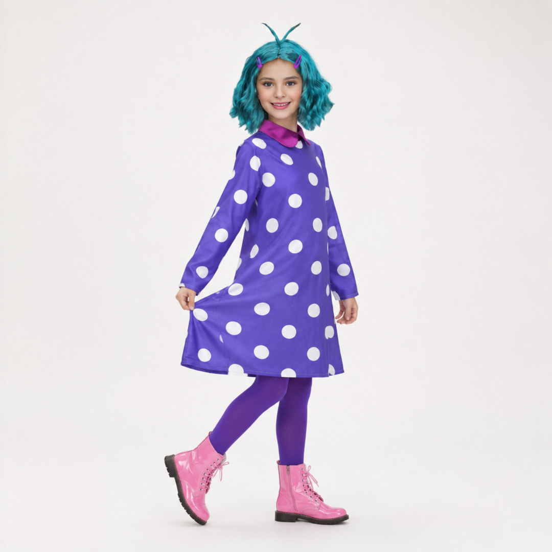 Halloween Costume Polka Dot Dress Wig Cosplay Outfit