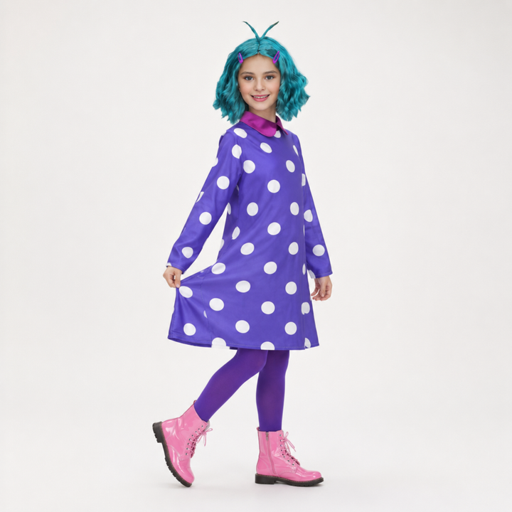 Halloween Costume Polka Dot Dress Wig Cosplay Outfit