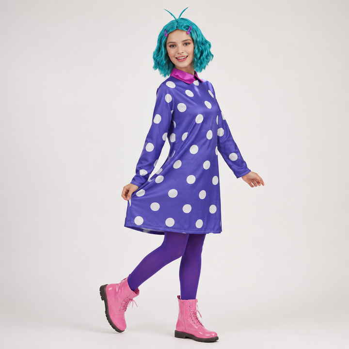 Halloween Costume Polka Dot Dress Wig Cosplay Outfit