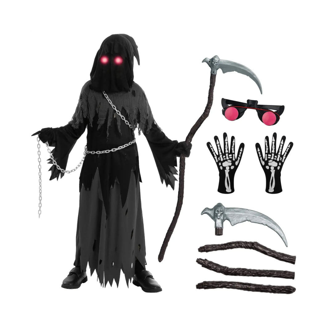 Halloween Costumes Grim Reaper Hooded Robe Set