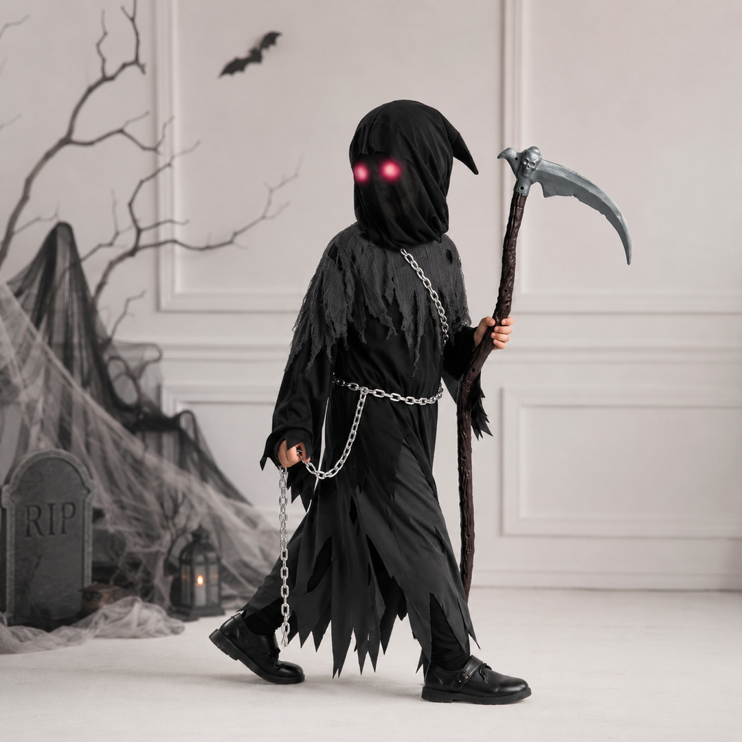 Halloween Costumes Grim Reaper Hooded Robe Set
