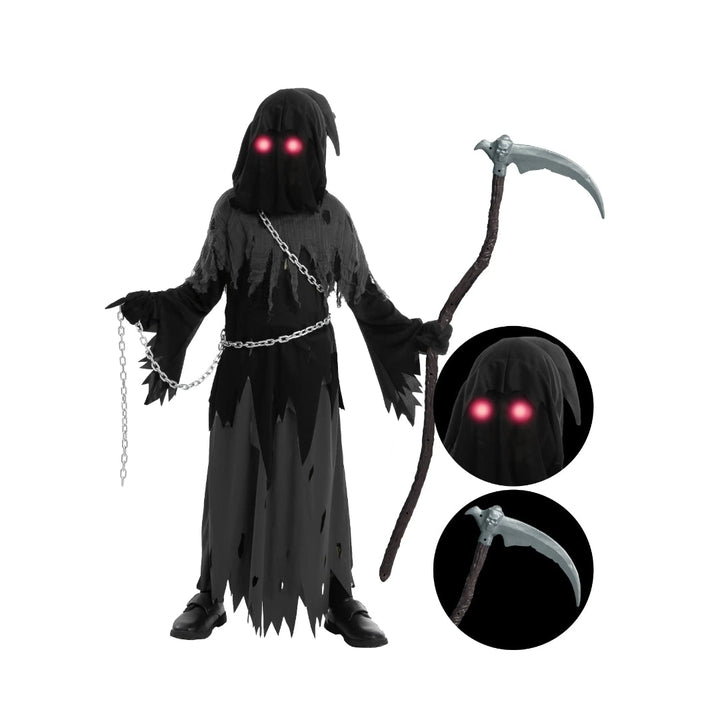 Halloween Costumes Grim Reaper Hooded Robe Set