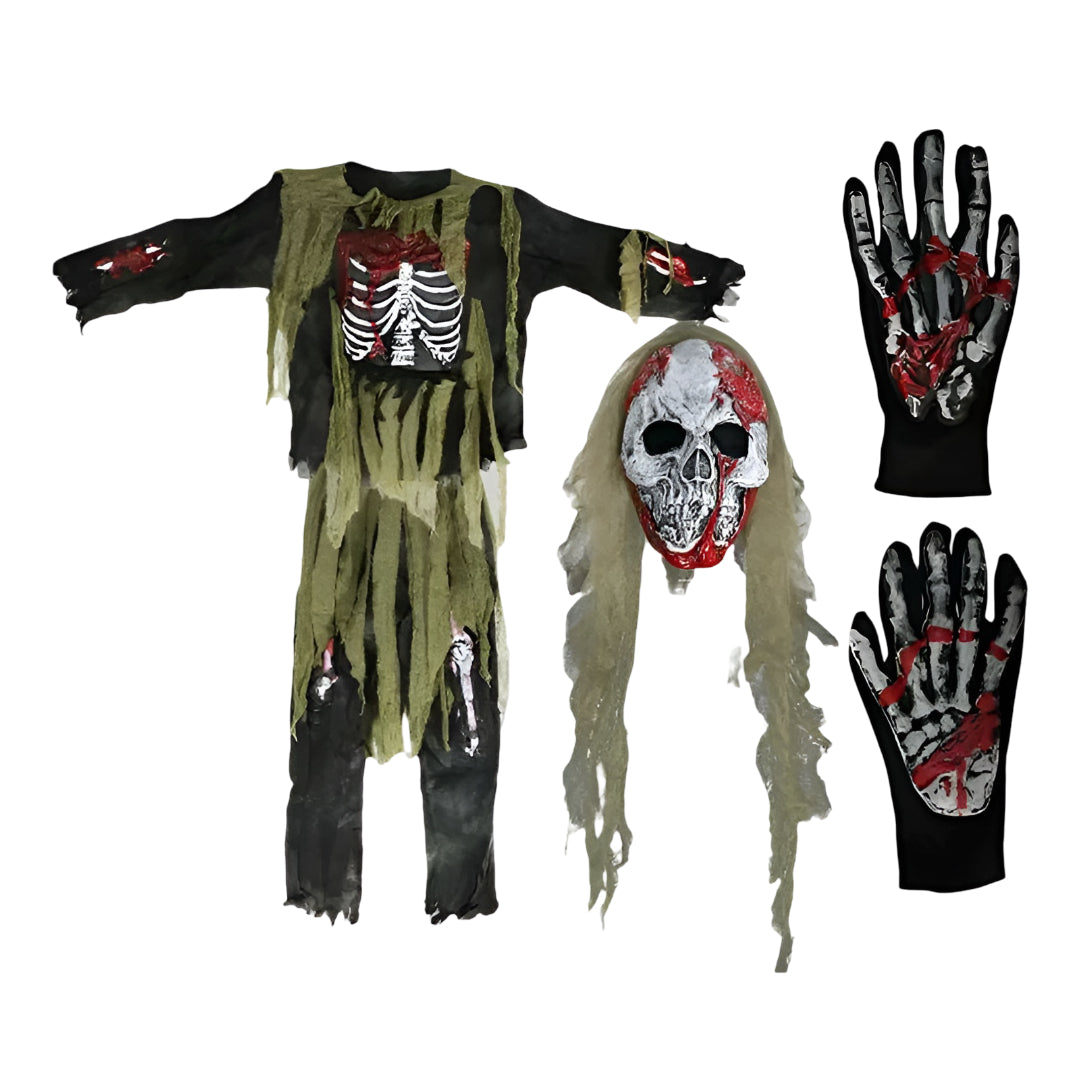 Halloween Costumes Skeleton Zombie Mask Outfit Set