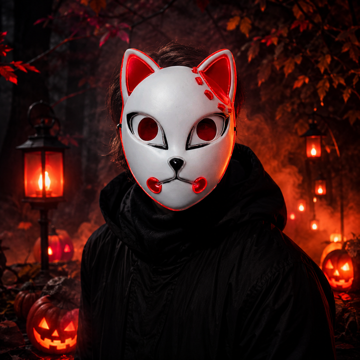 Halloween Mask Cat Design LED Light-Up Costume Light Up Mask