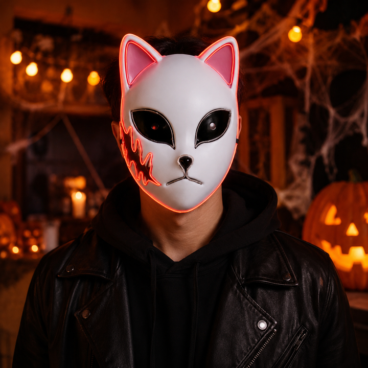 Halloween Mask Cat Design LED Light-Up Costume Light Up Mask